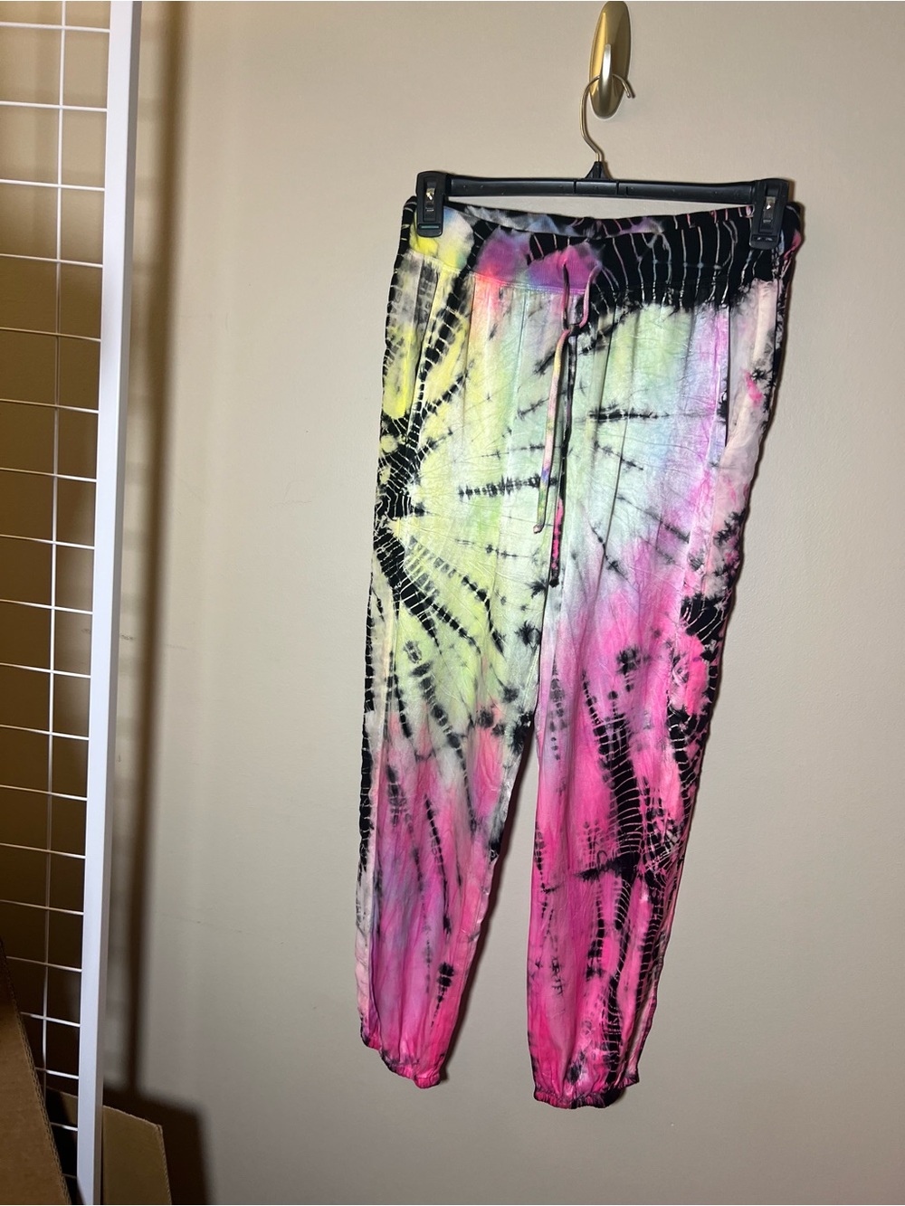 Hard Tail Tie-Dye Jogger Pants in Pink, Yellow & Black